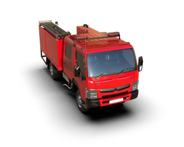 İtfaiye aracı arka planda izole edildi. 3d görüntüleme - illüstrasyon