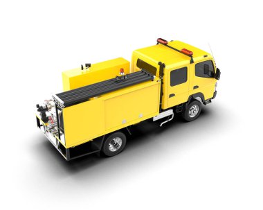 İtfaiye aracı arka planda izole edildi. 3d görüntüleme - illüstrasyon