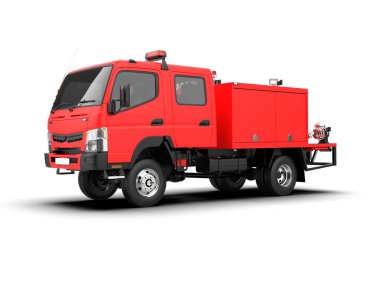 İtfaiye aracı arka planda izole edildi. 3d görüntüleme - illüstrasyon