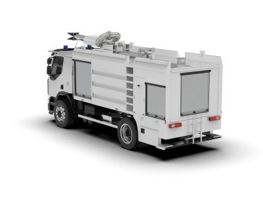 İtfaiye aracı arka planda izole edildi. 3d görüntüleme - illüstrasyon