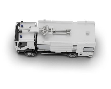 İtfaiye aracı arka planda izole edildi. 3d görüntüleme - illüstrasyon