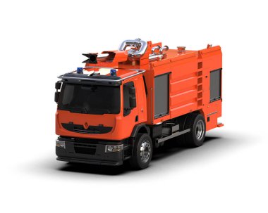 İtfaiye aracı arka planda izole edildi. 3d görüntüleme - illüstrasyon