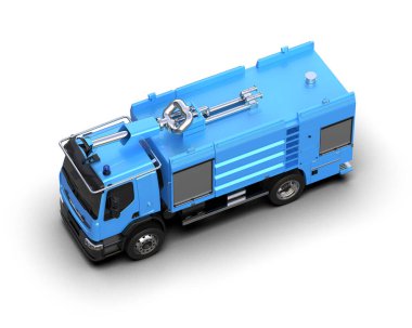 İtfaiye aracı arka planda izole edildi. 3d görüntüleme - illüstrasyon