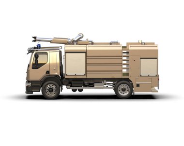 İtfaiye aracı arka planda izole edildi. 3d görüntüleme - illüstrasyon