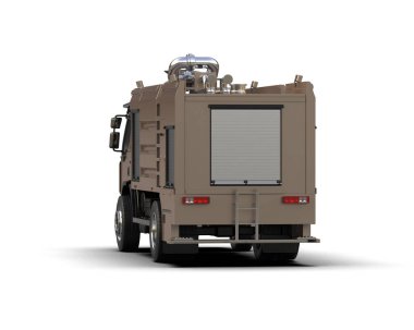 İtfaiye aracı arka planda izole edildi. 3d görüntüleme - illüstrasyon