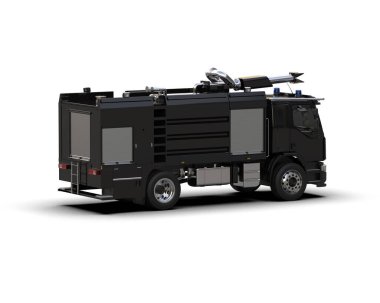 İtfaiye aracı arka planda izole edildi. 3d görüntüleme - illüstrasyon