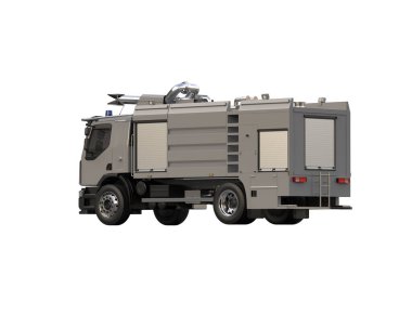 İtfaiye aracı arka planda izole edildi. 3d görüntüleme - illüstrasyon