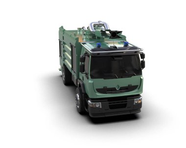 İtfaiye aracı arka planda izole edildi. 3d görüntüleme - illüstrasyon