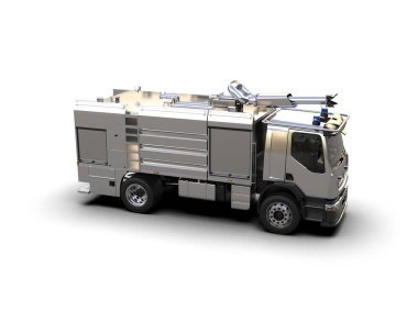 İtfaiye aracı arka planda izole edildi. 3d görüntüleme - illüstrasyon