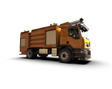 İtfaiye aracı arka planda izole edildi. 3d görüntüleme - illüstrasyon