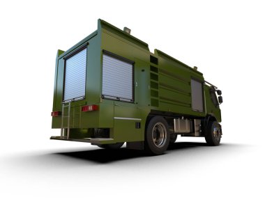 İtfaiye aracı arka planda izole edildi. 3d görüntüleme - illüstrasyon