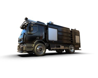 İtfaiye aracı arka planda izole edildi. 3d görüntüleme - illüstrasyon