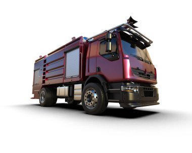 İtfaiye aracı arka planda izole edildi. 3d görüntüleme - illüstrasyon