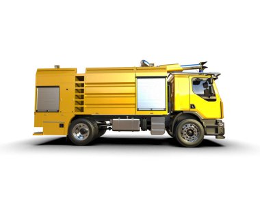 İtfaiye aracı arka planda izole edildi. 3d görüntüleme - illüstrasyon