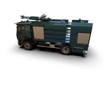 İtfaiye aracı arka planda izole edildi. 3d görüntüleme - illüstrasyon