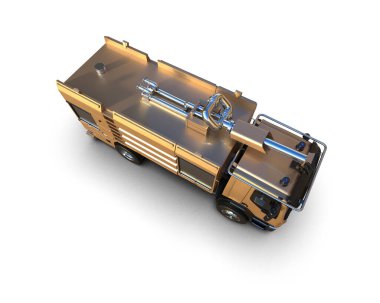 İtfaiye aracı arka planda izole edildi. 3d görüntüleme - illüstrasyon