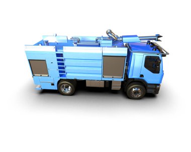 İtfaiye aracı arka planda izole edildi. 3d görüntüleme - illüstrasyon