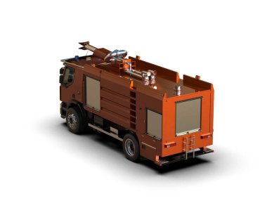 İtfaiye aracı arka planda izole edildi. 3d görüntüleme - illüstrasyon