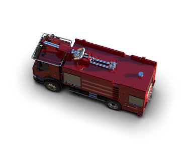 İtfaiye aracı arka planda izole edildi. 3d görüntüleme - illüstrasyon