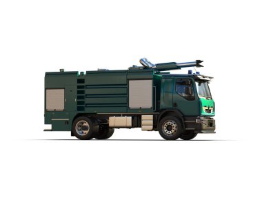 İtfaiye aracı arka planda izole edildi. 3d görüntüleme - illüstrasyon