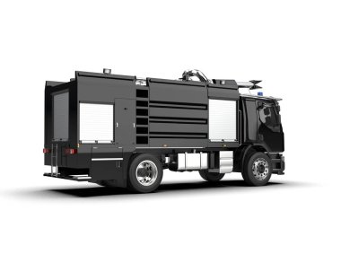 İtfaiye aracı arka planda izole edildi. 3d görüntüleme - illüstrasyon