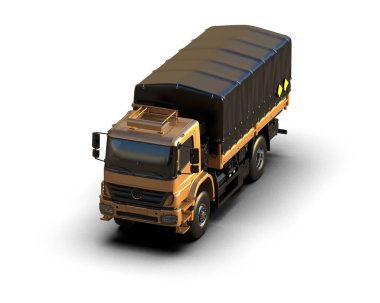 Askeri kamyon arka planda izole edilmiş. 3d görüntüleme - illüstrasyon