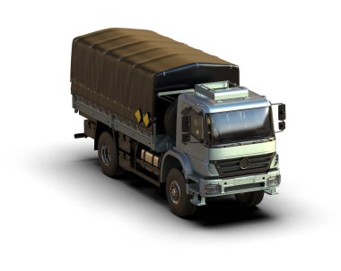 Askeri kamyon arka planda izole edilmiş. 3d görüntüleme - illüstrasyon