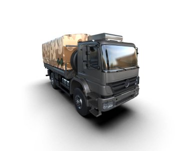 Askeri kamyon arka planda izole edilmiş. 3d görüntüleme - illüstrasyon