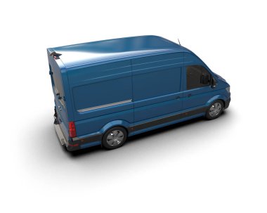 Minibüs beyaz arka planda izole. 3d resimleme