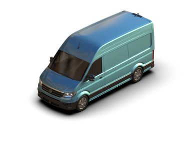 Minibüs beyaz arka planda izole. 3d resimleme