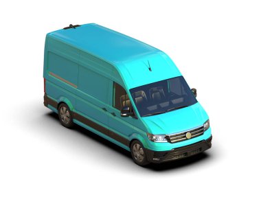 Minibüs beyaz arka planda izole. 3d resimleme