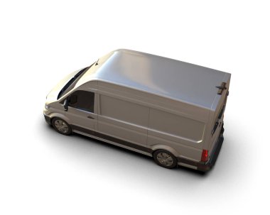 Minibüs beyaz arka planda izole. 3d resimleme