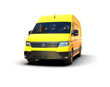 Minibüs beyaz arka planda izole. 3d resimleme