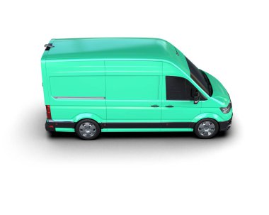 Minibüs beyaz arka planda izole. 3d resimleme