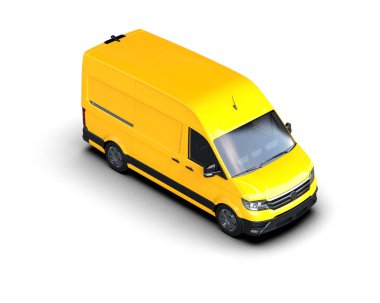 Minibüs beyaz arka planda izole. 3d resimleme