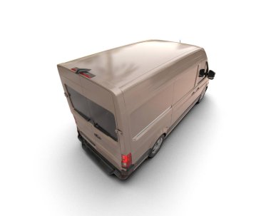 Minibüs beyaz arka planda izole. 3d resimleme