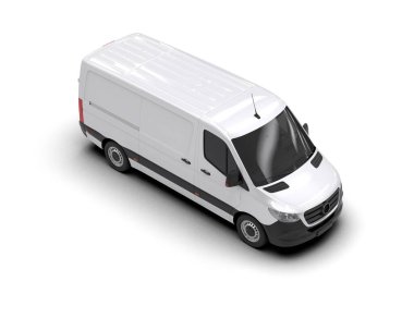 Minibüs beyaz arka planda izole. 3d resimleme