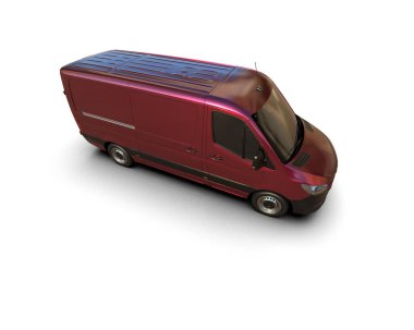 Minibüs beyaz arka planda izole. 3d resimleme