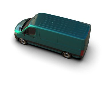 Minibüs beyaz arka planda izole. 3d resimleme