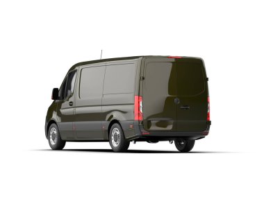 Minibüs beyaz arka planda izole. 3d resimleme