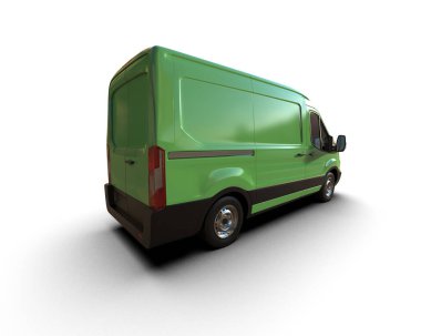 Minibüs beyaz arka planda izole. 3d resimleme