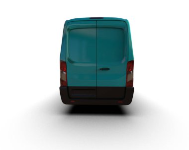 Minibüs beyaz arka planda izole. 3d resimleme