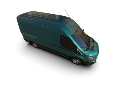 Minibüs beyaz arka planda izole. 3d resimleme