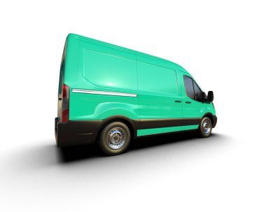 Minibüs beyaz arka planda izole. 3d resimleme