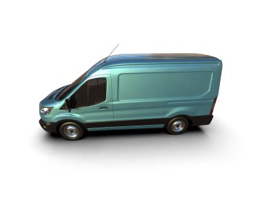 Minibüs beyaz arka planda izole. 3d resimleme