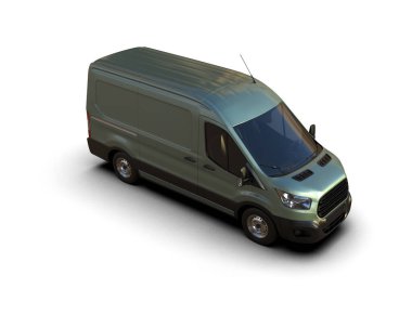 Minibüs beyaz arka planda izole. 3d resimleme