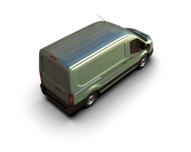 Minibüs beyaz arka planda izole. 3d resimleme