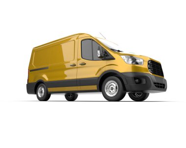 Minibüs beyaz arka planda izole. 3d resimleme