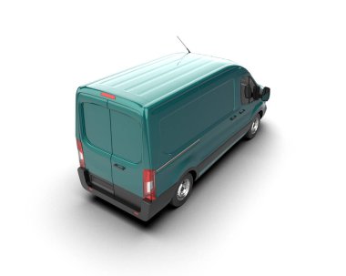 Minibüs beyaz arka planda izole. 3d resimleme