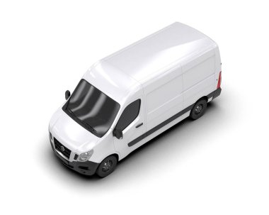 Minibüs beyaz arka planda izole. 3d resimleme